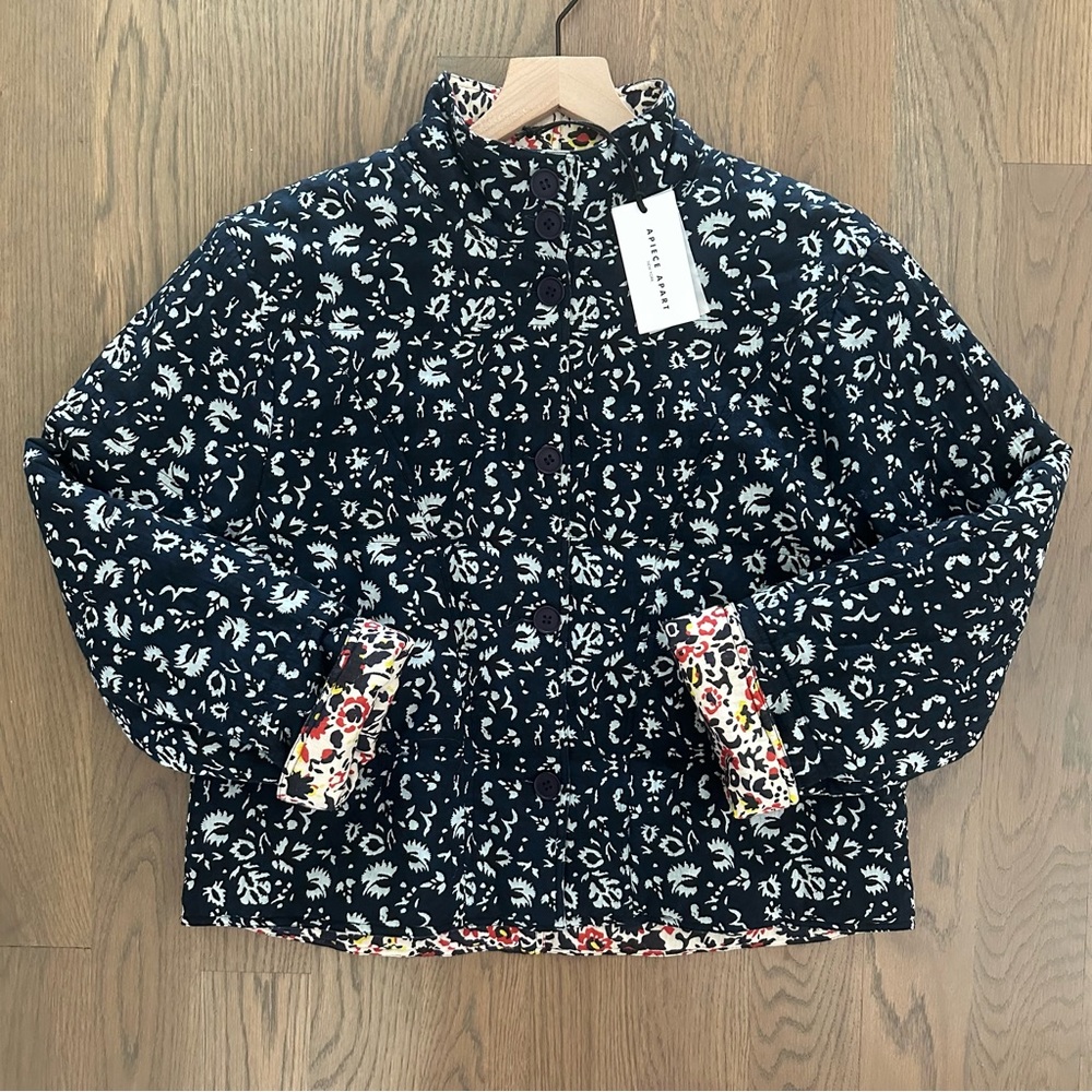 NWT Apiece Apart Reversible Quilted Short Jacket in Sevilla Floral Print Size 6